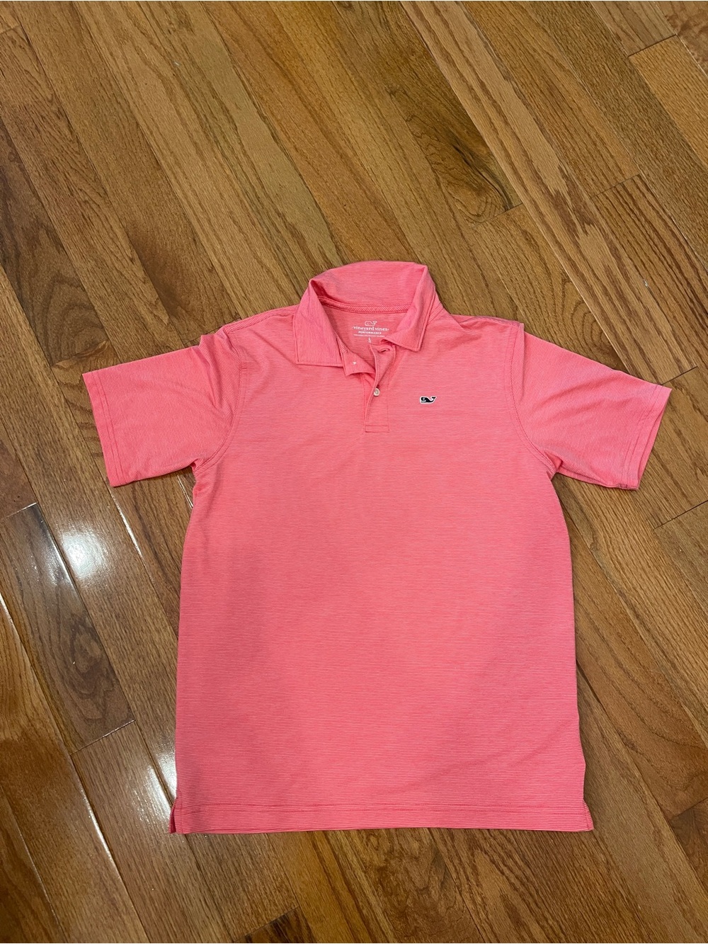 Vineyard Vines Boys Pink Stripe Short Sleeve Polo Shirt Size Large (16)